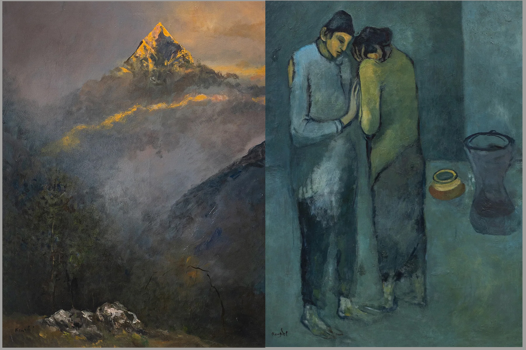 Lain S. Bangdel: My Devotion to Art Takpa Gallery (Sept 7- 22, 2024) (english.Khojpatra.com) Parting Scene Muna Madan, 1957 76 x 61 cm Oil on canvas Courtesy: Dolma Chonzom & Tsherin Sherpa Collection 
