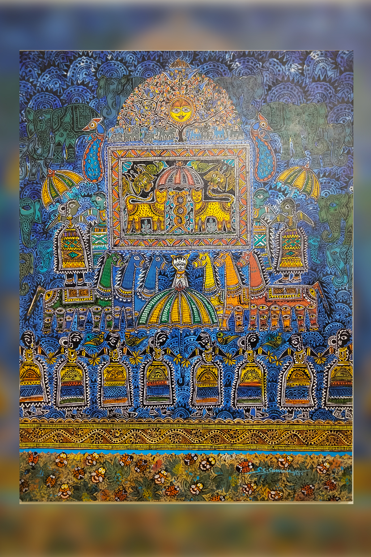 Mithila Cosmos VII: Journey of a Pilgrim by eminent artist S.C. Suman. At Siddhartha Art Gallery, Babarmahal. 
9 December 2025 to 10 January 2026. 
Copyright: Parampara Media and Research Center Pvt.Ltd.
khojpatra.com
english.khojpatra.com